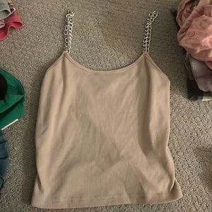 Faded Rose tan crop top with chains